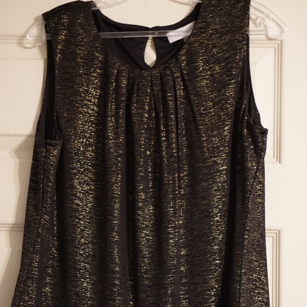 New Calvin Klein Gold/Black Blouse